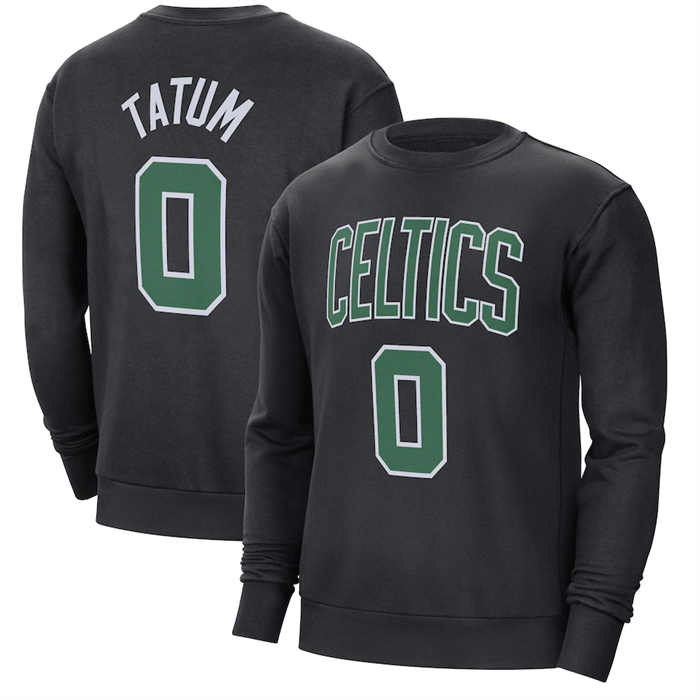 Men's Boston Celtics #0 Jayson Tatum Black Long Sleeve T-Shirt